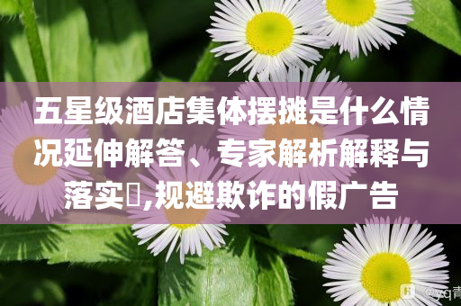 五星級(jí)酒店集體擺攤是什么情況延伸解答、專家解析解釋與落實(shí)?,規(guī)避欺詐的假?gòu)V告