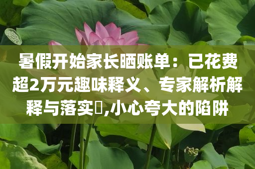 暑假開始家長曬賬單：已花費超2萬元趣味釋義、專家解析解釋與落實?,小心夸大的陷阱