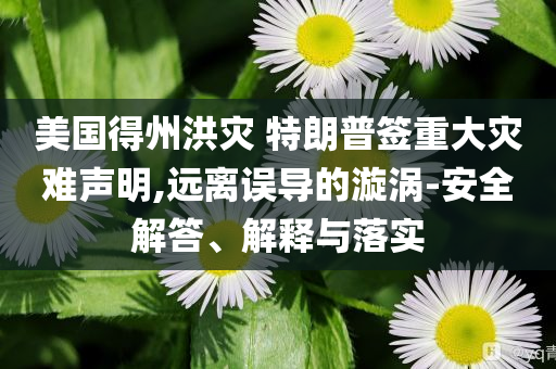美國得州洪災 特朗普簽重大災難聲明,遠離誤導的漩渦-安全解答、解釋與落實