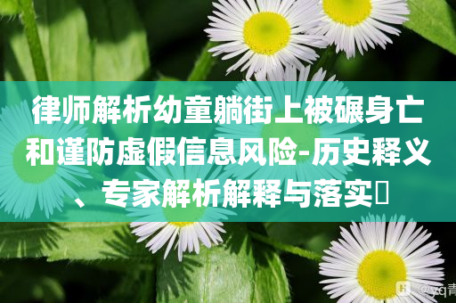 律師解析幼童躺街上被碾身亡和謹防虛假信息風險-歷史釋義、專家解析解釋與落實?
