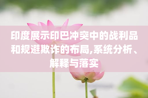 印度展示印巴沖突中的戰利品和規避欺詐的布局,系統分析、解釋與落實