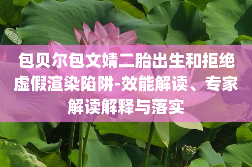包貝爾包文婧二胎出生和拒絕虛假渲染陷阱-效能解讀、專家解讀解釋與落實(shí)