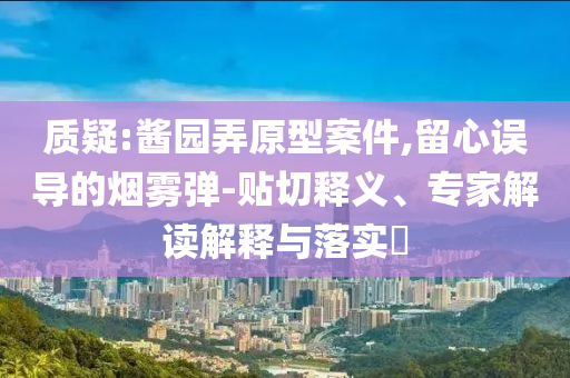 質疑:醬園弄原型案件,留心誤導的煙霧彈-貼切釋義、專家解讀解釋與落實?