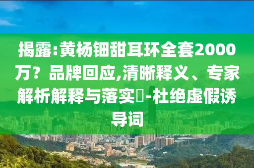 揭露:黃楊鈿甜耳環(huán)全套2000萬？品牌回應(yīng),清晰釋義、專家解析解釋與落實(shí)?-杜絕虛假誘導(dǎo)詞
