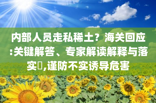 內部人員走私稀土？海關回應:關鍵解答、專家解讀解釋與落實?,謹防不實誘導危害