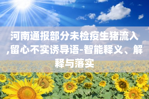 河南通報部分未檢疫生豬流入,留心不實誘導語-智能釋義、解釋與落實