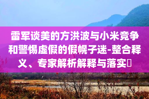 雷軍談美的方洪波與小米競爭和警惕虛假的假幌子迷-整合釋義、專家解析解釋與落實(shí)?