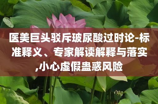 醫美巨頭駁斥玻尿酸過時論-標準釋義、專家解讀解釋與落實,小心虛假蠱惑風險