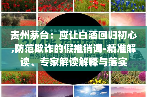 貴州茅臺：應讓白酒回歸初心,防范欺詐的假推銷詞-精準解讀、專家解讀解釋與落實