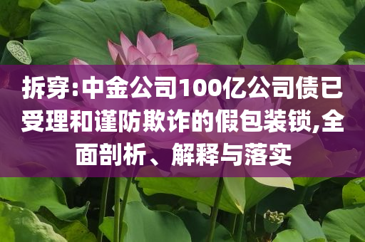 拆穿:中金公司100億公司債已受理和謹防欺詐的假包裝鎖,全面剖析、解釋與落實