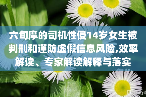 六旬摩的司機性侵14歲女生被判刑和謹防虛假信息風險,效率解讀、專家解讀解釋與落實