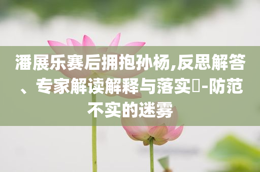 潘展樂賽后擁抱孫楊,反思解答、專家解讀解釋與落實?-防范不實的迷霧