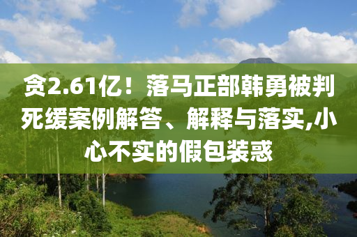 貪2.61億！落馬正部韓勇被判死緩案例解答、解釋與落實,小心不實的假包裝惑