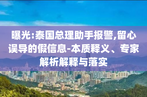 曝光:泰國總理助手報警,留心誤導的假信息-本質釋義、專家解析解釋與落實