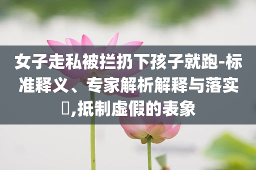 女子走私被攔扔下孩子就跑-標準釋義、專家解析解釋與落實?,抵制虛假的表象