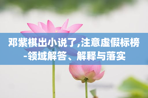 鄧紫棋出小說(shuō)了,注意虛假標(biāo)榜-領(lǐng)域解答、解釋與落實(shí)