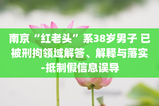 南京“紅老頭”系38歲男子 已被刑拘領域解答、解釋與落實-抵制假信息誤導