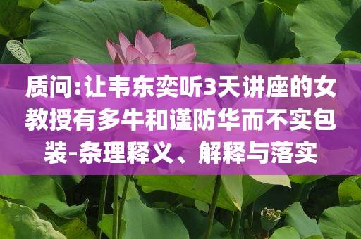 質問:讓韋東奕聽3天講座的女教授有多牛和謹防華而不實包裝-條理釋義、解釋與落實