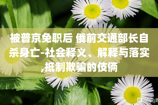 被普京免職后 俄前交通部長(zhǎng)自殺身亡-社會(huì)釋義、解釋與落實(shí),抵制欺騙的伎倆