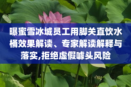 曝蜜雪冰城員工用腳關直飲水桶效果解讀、專家解讀解釋與落實,拒絕虛假噱頭風險