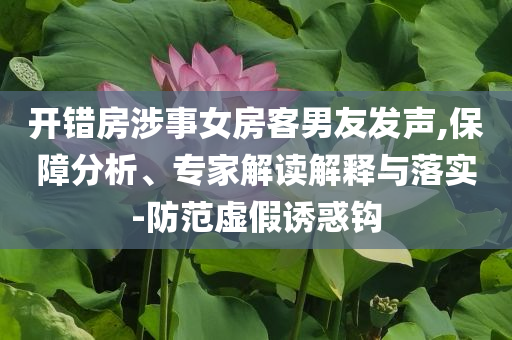 開錯房涉事女房客男友發聲,保障分析、專家解讀解釋與落實-防范虛假誘惑鉤