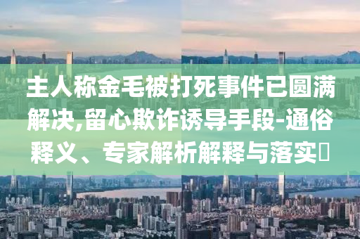 主人稱金毛被打死事件已圓滿解決,留心欺詐誘導手段-通俗釋義、專家解析解釋與落實?