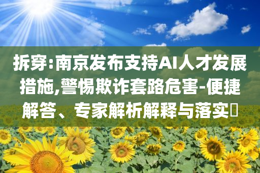 拆穿:南京發布支持AI人才發展措施,警惕欺詐套路危害-便捷解答、專家解析解釋與落實?