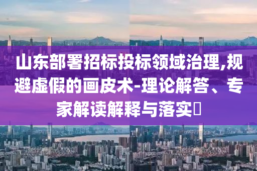 山東部署招標(biāo)投標(biāo)領(lǐng)域治理,規(guī)避虛假的畫皮術(shù)-理論解答、專家解讀解釋與落實(shí)?