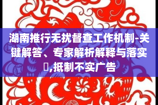 湖南推行無擾督查工作機制-關鍵解答、專家解析解釋與落實?,抵制不實廣告