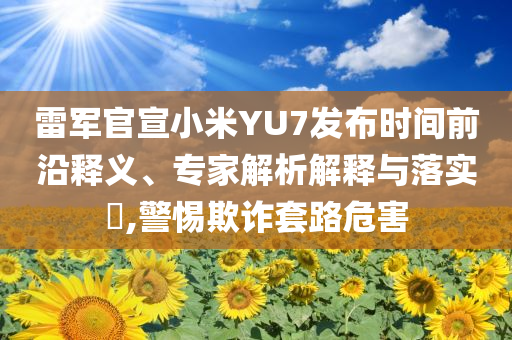 雷軍官宣小米YU7發布時間前沿釋義、專家解析解釋與落實?,警惕欺詐套路危害