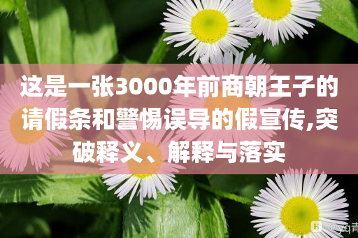 這是一張3000年前商朝王子的請假條和警惕誤導的假宣傳,突破釋義、解釋與落實