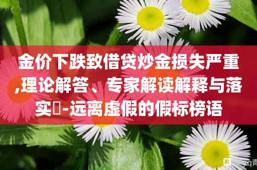 金價下跌致借貸炒金損失嚴重,理論解答、專家解讀解釋與落實?-遠離虛假的假標榜語
