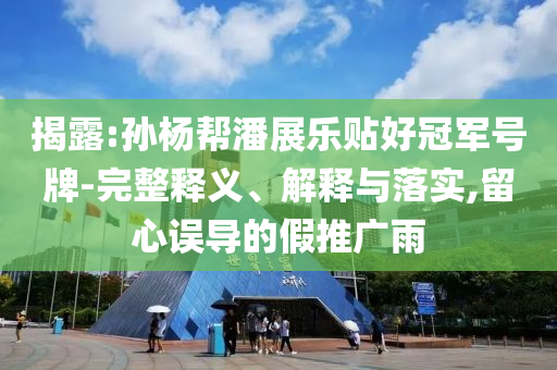 揭露:孫楊幫潘展樂貼好冠軍號牌-完整釋義、解釋與落實,留心誤導的假推廣雨