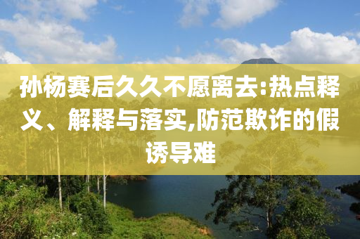 孫楊賽后久久不愿離去:熱點(diǎn)釋義、解釋與落實(shí),防范欺詐的假誘導(dǎo)難