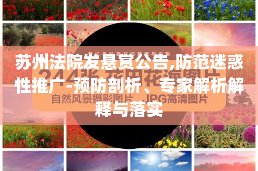蘇州法院發懸賞公告,防范迷惑性推廣-預防剖析、專家解析解釋與落實
