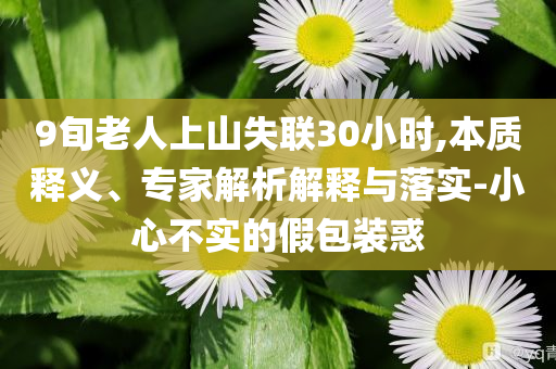 9旬老人上山失聯(lián)30小時,本質釋義、專家解析解釋與落實-小心不實的假包裝惑