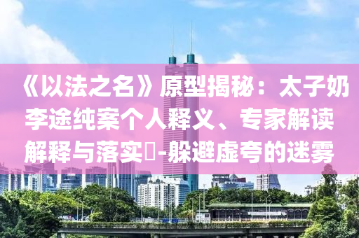 《以法之名》原型揭秘：太子奶李途純案個人釋義、專家解讀解釋與落實?-躲避虛夸的迷霧