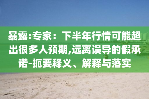暴露:專家：下半年行情可能超出很多人預期,遠離誤導的假承諾-扼要釋義、解釋與落實