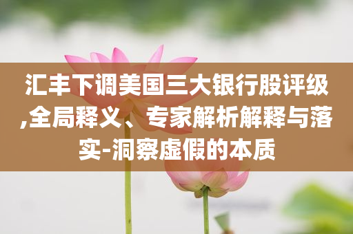 匯豐下調美國三大銀行股評級,全局釋義、專家解析解釋與落實-洞察虛假的本質