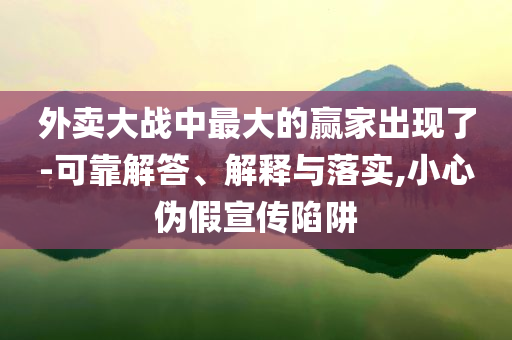 外賣大戰(zhàn)中最大的贏家出現(xiàn)了-可靠解答、解釋與落實,小心偽假宣傳陷阱