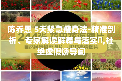 陳喬恩 5天緊急瘦身法-精準剖析、專家解讀解釋與落實?,杜絕虛假誘導詞