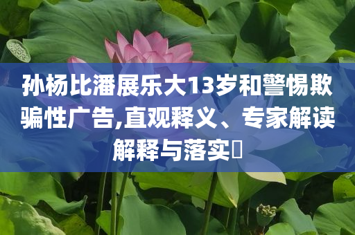 孫楊比潘展樂大13歲和警惕欺騙性廣告,直觀釋義、專家解讀解釋與落實?