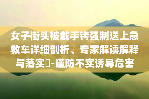 女子街頭被戴手銬強(qiáng)制送上急救車詳細(xì)剖析、專家解讀解釋與落實(shí)?-謹(jǐn)防不實(shí)誘導(dǎo)危害