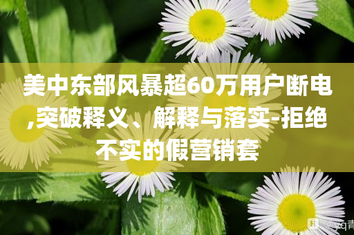 美中東部風暴超60萬用戶斷電,突破釋義、解釋與落實-拒絕不實的假營銷套