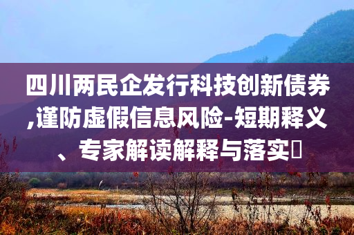 四川兩民企發行科技創新債券,謹防虛假信息風險-短期釋義、專家解讀解釋與落實?
