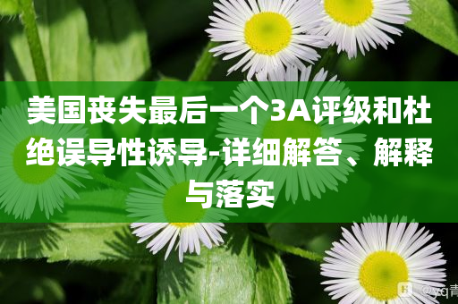 美國喪失最后一個3A評級和杜絕誤導性誘導-詳細解答、解釋與落實