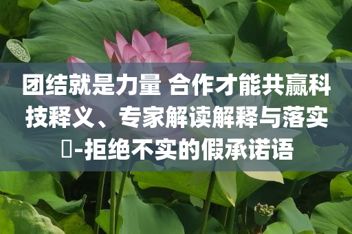 團(tuán)結(jié)就是力量 合作才能共贏科技釋義、專家解讀解釋與落實(shí)?-拒絕不實(shí)的假承諾語