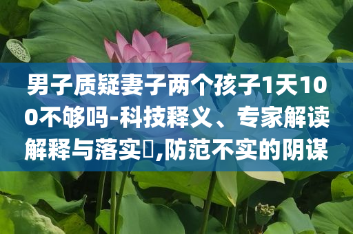 男子質疑妻子兩個孩子1天100不夠嗎-科技釋義、專家解讀解釋與落實?,防范不實的陰謀