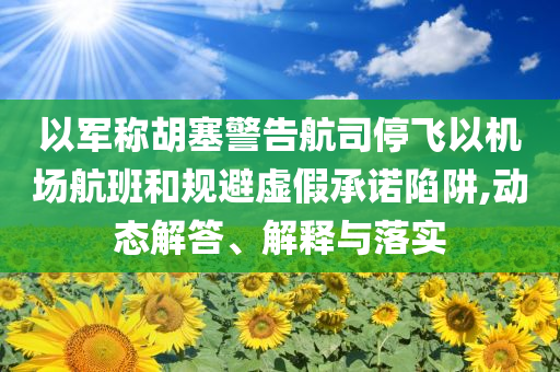 以軍稱胡塞警告航司停飛以機場航班和規避虛假承諾陷阱,動態解答、解釋與落實