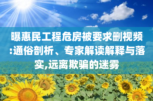 曝惠民工程危房被要求刪視頻:通俗剖析、專家解讀解釋與落實,遠離欺騙的迷霧